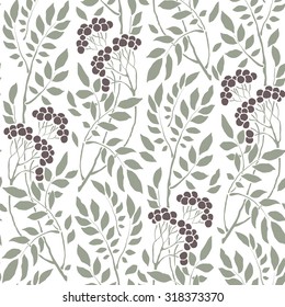  seamless Art Deco vintage  pattern with sprigs and berries