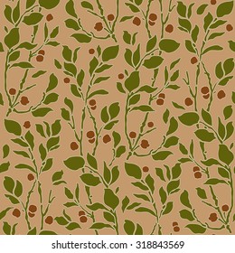  seamless Art Deco vintage  pattern with sprigs and berries