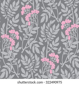 seamless Art Deco vintage pattern with sprigs and berries