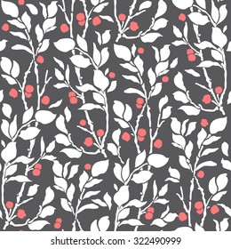 seamless Art Deco vintage pattern with sprigs and berries