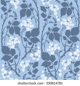 seamless Art Deco vintage pattern with sprigs and berries