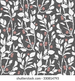 seamless Art Deco vintage pattern with sprigs and berries