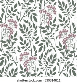 seamless Art Deco vintage pattern with sprigs and berries