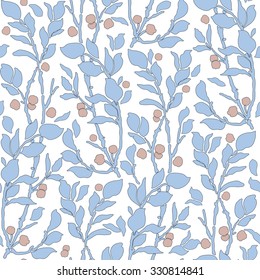 seamless Art Deco vintage pattern with sprigs and berries