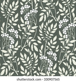 seamless Art Deco vintage pattern with sprigs and berries