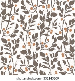 seamless Art Deco vintage pattern with sprigs and berries