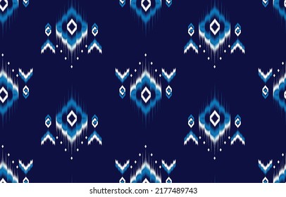 seamless art Ikat geometric . design fabric for textile ethnic. native pattern motif.  vector classic blue and white colors .  geometric textile design  background wallpaper  seamless modal. Suitable 