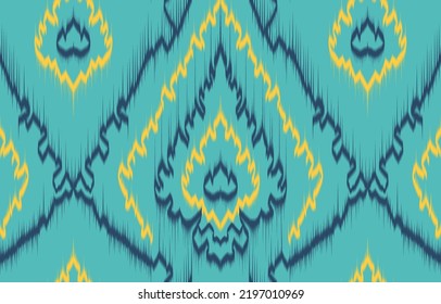 nahtlose Kunst Ikat geometrisch. Design-Gewebe für Textil-ethnische Zugehörigkeit. natives Mustermotiv. Vektorklassik in Blau und Weiß. geometrisches Stoffdesign, Hintergrund Tapete nahtlos modal. Geeignet .
