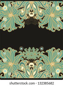 Seamless art nouveau border decor, "Sea anemone"