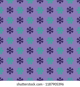 Seamless art pattern with snowflakes on lilac