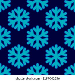 Seamless art pattern with snowflakes on blue