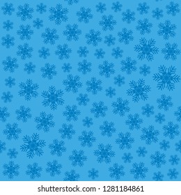 Seamless art pattern with snowflakes on blue