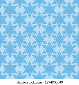 Seamless art pattern with snowflakes on blue