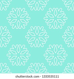 Seamless art pattern with snowflakes on blue