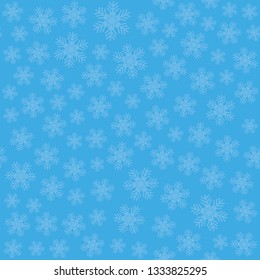 Seamless art pattern with snowflakes on blue
