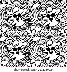 Seamless art pattern. Seamless tiger. Cloth decoration patterns. Decorate bags and clothes. Hand drawn lines.