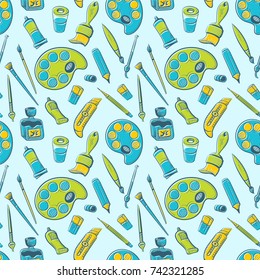 Seamless art tools and devices pattern. Vector illustration.