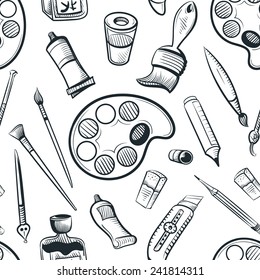 seamless art tools pattern vector illustration