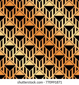 Seamless art-deco ornamental pattern with golden gradient. Template for design. Vector illustration