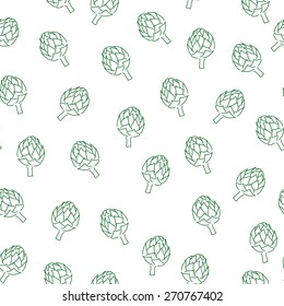 Seamless artichoke pattern. Vitamin doodle for kitchen design