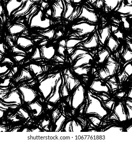 Seamless artistic abstract pattern. Hand drawn repeatable creative background. Paint stain grunge design from painted texture. Black and white drawing.
