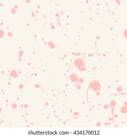 Seamless artistic creative splash blots pattern. Abstract seamless pink stains background. Blots pink backdrop. Vector illustration.