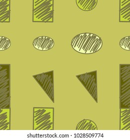Seamless artistic mixed or mutiple shapes hand drawn background abstract. Cartoon style vector.