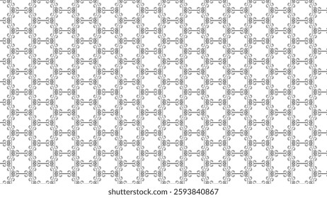 seamless artistic pattern featuring complex black and white ornamental elements in a repeating arrangement, ideal for textiles, wallpapers, or digital backgrounds, creating a stylish and decorative.