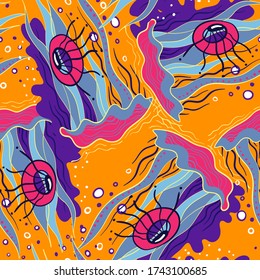Seamless artwork with abstract marine pattern.