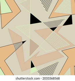 Obra de arte sin inconvenientes con elementos triangulares abstractos curvos para impresiones, tela, textil, textil