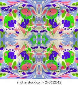 seamless artwork exotic ebru, vector drawing on the water 