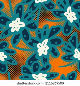 Seamless artwork with hand drawn flower patterns