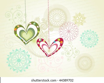 seamless artwork pattern background with hanging heart