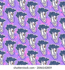 Seamless artwork with repeat hand drawn face of character