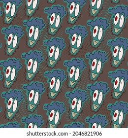 Seamless artwork with repeat hand drawn face of character
