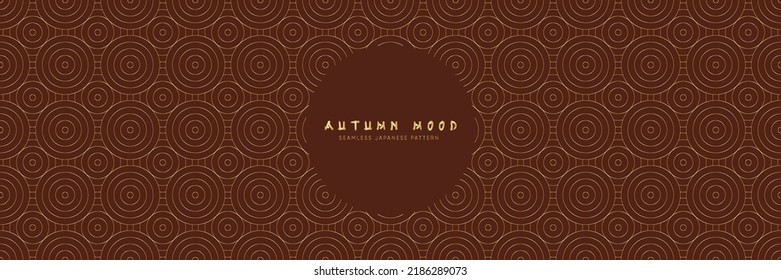 Seamless asian background pattern. Autumn oriental premium design. Brown and gold abstract geometric wavy lines and curvy waves. Traditional japanese vintage ornament.