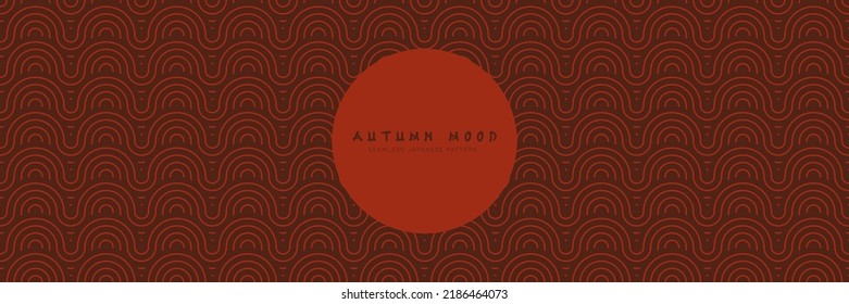 Seamless asian background pattern. Autumn oriental premium design. Red abstract geometric wavy lines and curvy waves. Traditional japanese vintage ornament.