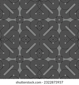 Seamless asian background pattern. Autumn oriental premium design. Monocrome abstract geometric lines. Traditional japanese vintage ornament