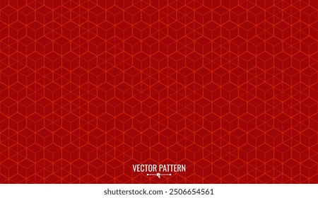 Seamless Asian Background Pattern. Red Abstract Geometric Wavy Lines. Traditional Japanese Vintage Ornament. Vector Illustration.