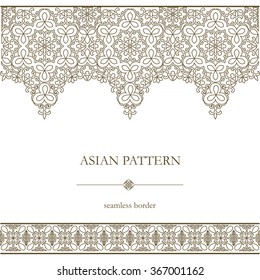 Seamless asian border. set Kazakh Asian ornaments and patterns. For decoration of dishes, paintings on cloth.