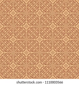 Seamless Asian brown weave pattern in pixel style