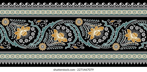 Seamless Asian decorative floral flower border design 