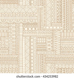 Seamless asian ethnic floral retro doodle black and white background pattern in vector. Henna paisley mehndi doodles design tribal black and white pattern. Grunge geometric pattern.