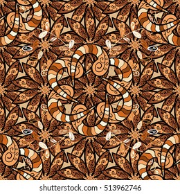 Seamless asian ethnic floral retro doodle background pattern in vector. Henna paisley mehndi doodles design tribal pattern.