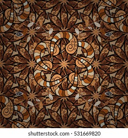 Seamless asian ethnic floral retro doodle background pattern in vector. Henna paisley mehndi doodles design tribal pattern.