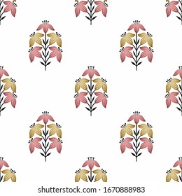 Seamless Asian floral pattern design on white background