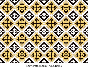 Seamless asian ornaments collection. Historically ornamental of nomadic people. It based on real-Kazakh carpets of felt and wool. Mirror-symmetric illustrations. Region Of Shymkent