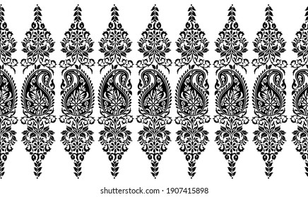 Seamless Asian paisley border design