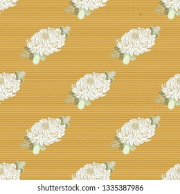 Seamless asian pattern with chrysanthemum. Vector.