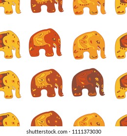 Seamless asian pattern with elephants. For traditional textile, t-shirts, fabric. Indian design. Vector ornament